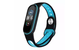 Ремешок для фитнес браслета BeCover Sport Style для Xiaomi Mi Smart Band 5 Black-Blue (705165) - Фото