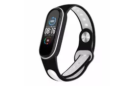 Ремінець для фітнес браслета BeCover Sport Style для Xiaomi Mi Smart Band 5 Black-White (705170) - Фото