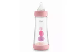 Бутылочка для кормления Chicco пластиковая Perfect 5 с силиконовой соской 4м+ 300 мл Розова (20235.10.40) - Фото