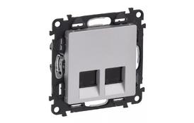 Компьютерная розетка LEGRAND двойная RJ45 Кат.5е UTP Алюминий , Valena LIFE (753641) - Фото