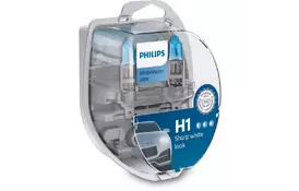 Автолампа PHILIPS H1 WhiteVision Ultra +60%, 3700K, 2шт/блістер (12258WVUSM) - Фото