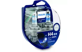 Автолампа PHILIPS H4 RACING VISION +200%, 2 шт блістер (12342RGTS2) - Фото