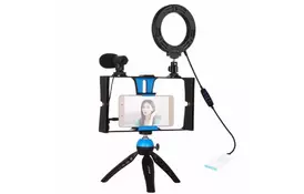 Набор блогера Puluz 4in1 (ring light, mount, phone holder, microphone) (PKT3025L) - Фото