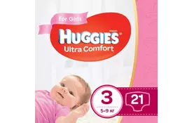 Подгузник Huggies Ultra Comfort 3 для девочек (5-9 кг) 21 шт (5029053543543) - Фото