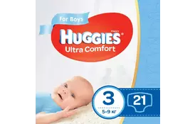 Подгузник Huggies Ultra Comfort 3 для мальчиков (5-9 кг) 21 шт (5029053543536) - Фото
