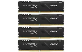 Модуль памяти для компьютера DDR4 64GB (4x16GB) 2400 MHz Fury Black Kingston (HX424C15FB4K4/64) - Фото