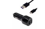 Зарядное устройство Grand-X 2,1A, 12-24V, 2USB + cable USB -> TypeC, Cu, 1m (CH-26TC)