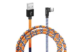 Дата кабель USB 2.0 AM to Micro 5P 1.0m Orange/Blue Grand-X (FM-08OB) - Фото