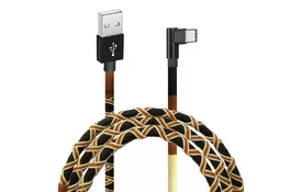 Дата кабель USB 2.0 AM to Type-C 1.0m Brown/Yellow Grand-X (FC-08BY) - Фото