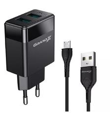 Зарядное устройство Grand-X 2USB 5V 2,4A + micro-USB cable (CH-50U)
