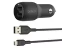 Зарядное устройство Belkin Car Charger 24W Dual USB-A, USB-A - MicroUSB, 1m, black (CCE002BT1MBK)