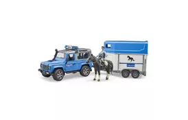 Спецтехника Bruder Land Rover Defender с прицепом и фигурка полицейского с лоша (02588) - Фото