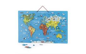Пазл Viga Toys магнитный Карта мира с маркерной доской, на украинском языке (44508) - Фото