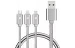 Дата кабель USB 2.0 AM to Lightning + Micro 5P + Type-C 1.5m silver PURIDEA (L10-Silver)