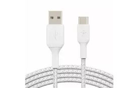 Дата кабель USB 2.0 AM to Type-C 0.15m BRAIDED white Belkin (CAB002BT0MWH) - Фото