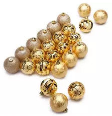 Елочная игрушка ColorWay Merry Christmas mix 24шт (6см) GOLD_OEM (CW-MCB624GOLD_OEM)