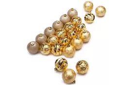 Елочная игрушка ColorWay Merry Christmas mix 24шт (6см) GOLD_OEM (CW-MCB624GOLD_OEM) - Фото