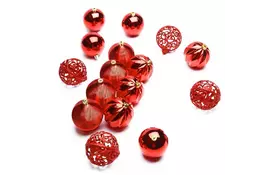 Елочная игрушка ColorWay Merry Christmas mix 16шт (8см) RED_OEM (CW-MCB816RED_OEM) - Фото