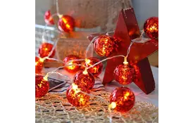 Гирлянда ColorWay Светодиодная Christmas lights ball 6 см 10 LED 1.5 м USB Red (CW-MC-LB10U) - Фото