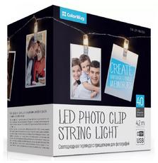 Гирлянда ColorWay Светодиодная с прищепками для фото 40 LED/4.2M USB (CW-LCP-40L42BU)
