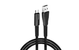 Дата кабель ColorWay USB 2.0 AM to Micro 5P 1.0m zinc alloy + led black (CW-CBUM035-BK) - Фото