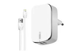 Зарядное устройство Intaleo TCG242 (2USB2,4A) + Lightning cable white (1283126477454) - Фото