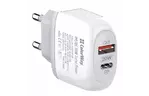 Зарядное устройство ColorWay Type-C PD + USB QC3.0 20W white (CW-CHS024QPD-WT)