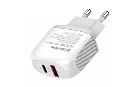 Зарядний пристрій ColorWay Type-C PD + USB QC3.0 20W white (CW-CHS024QPD-WT) - Фото