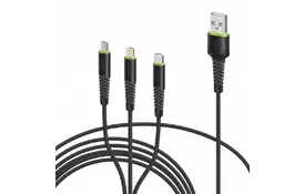 Дата кабель USB 2.0 AM to Lightning + Micro 5P + Type-C 1.4m CBFLEXU1 bl Intaleo (1283126487521) - Фото