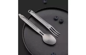 Набір туристичного посуду NexTool Titanium вилка + ложка (665001) - Фото