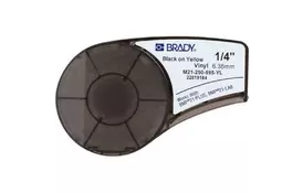 Лента для принтера этикеток Brady M21-250-595-YL, vinyl, 6.35mm/6.4m. Black on Yellow (M21-250-595-YL) - Фото