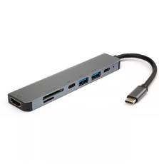 Концентратор Vinga Type-C to 4K HDMI+2*USB3.0+SD+TF+2*PD aluminium (VCPHTC7AL)