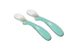 Набір дитячого посуду Nuvita силіконових ложечок Easy Eating 6м + 2 шт. зелених (NV8480COOLGREEN) - Фото