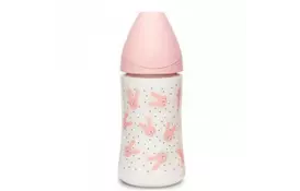 Бутылочка для кормления Suavinex 3-позиционная соска Hygge Уютные истории 270 мл розовая (306682) - Фото