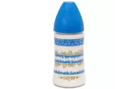 Бутылочка для кормления Suavinex круглая соска 3-позицийна Couture 270 мл синяя (304147) - Фото