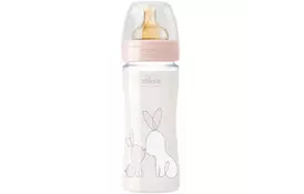 Пляшка для годування Chicco скляна Original Touch з латекс. соскою 0м + 240 мл Розова (27720.10) - Фото