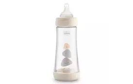Бутылочка для кормления Chicco пластиковая Perfect 5 с силиконовой соской 4м+ 300 мл Беж (20235.30.40) - Фото