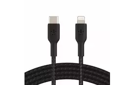 Дата кабель USB 2.0 AM to Lightning 1.0m BRAIDED black Belkin (CAA004BT1MBK) - Фото