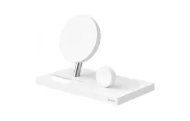 Зарядное устройство Belkin 2-in-1 Wireless Pad/Stand/Apple Watch, white (F8J234VFWHT-APL) - Фото