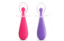 Набір дитячого посуду Munchkin Gentle Scoop Ложки силіконові 2 шт Рожевий, Фіолетовий (27147.02) - Фото