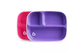 Набір дитячого посуду Munchkin Splash Divided Plates тарілок 2 шт Рожева і фіолетова (46727.02) - Фото