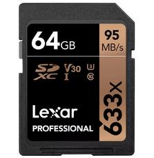 Карта памяти Lexar 64GB SDXC class 10 UHS-I U3 V30 633x Professional (LSD64GCB633)