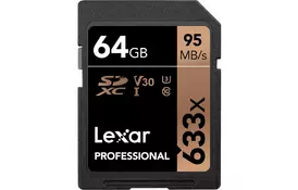Карта памяти Lexar 64GB SDXC class 10 UHS-I U3 V30 633x Professional (LSD64GCB633) - Фото