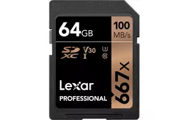 Карта памяти Lexar 64GB SDXC class 10 UHS-I U3 V30 667x Professional (LSD0667064G-BNNNG) - Фото