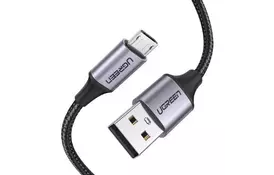 Дата кабель USB 2.0 AM to Micro 5P 1.0m US290 Aluminum Braid Black UGREEN (60146) - Фото