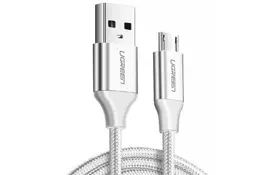 Дата кабель USB 2.0 AM to Micro 5P 1.0m US290 Aluminum Braid White UGREEN (60151) - Фото