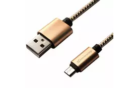 Дата кабель USB 2.0 AM to Micro 5P 1.0m Yellow/Gold Grand-X (FM01YG) - Фото