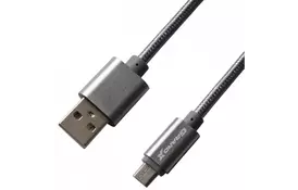 Дата кабель USB 2.0 AM to Micro 5P 1.0m Grey/Grey Grand-X (FM01GGR) - Фото