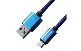 Дата кабель USB 2.0 AM to Micro 5P 1.0m Cu, 1.5A, Blue/Black Grand-X (FM05BLB) - Фото