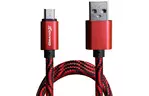Дата кабель USB 2.0 AM to Micro 5P 1.0m Cu, 1.5A, Red/Black Grand-X (FM05RB)